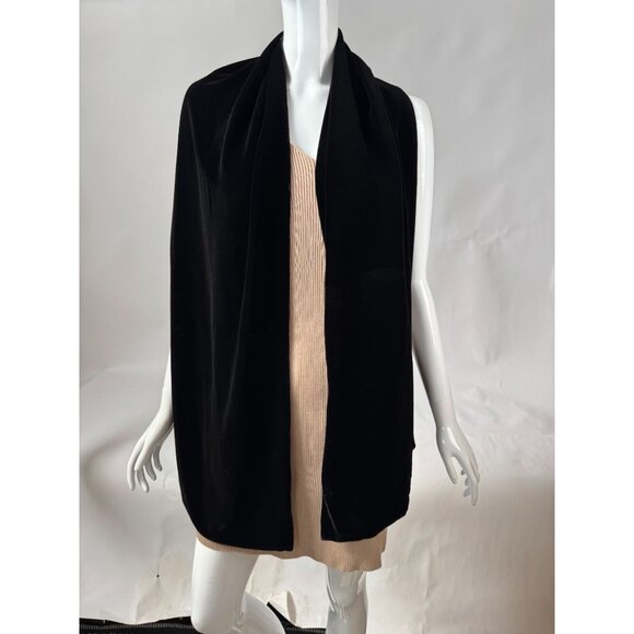 Black Velvet & Satin Evening Wrap Scarf Shawl By Eddie Bauer - Picture 6 of 16